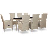  9-dijelni vrtni blagovaonski set od poliratana s jastucima bež Dužina stola 190 cm | shoptok.hr