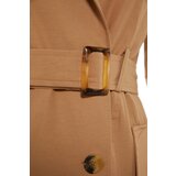Trendyol Camel Windcover Detailed Belted Long Trençkot braon | ePonuda.com