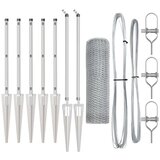vidaXL Heksagonalna ograja 1x10 m Pocinkano jeklo, Ograjni stebri s konico 7 kos Ø32 mm 120 cm Pocinkano jeklo | Shoptok.si