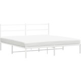  The Living Store Kovinski posteljni okvir z vzglavjem bel 193x203 cm - Posteljni Okvir, (21447511) | Shoptok.si