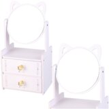 Mini drveni toaletni stolić sa zrcalom i 2 latice - bijeli | shoptok.hr