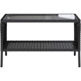  Vrtna sofa 2-sjed s jastucima i stolom od crnog poliratana | shoptok.hr