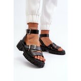 Kesi Women's sandals with straps Eco leather black Eladira Cene
