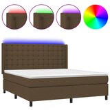 vidaXL Box spring postelja z vzmetnico LED temno rjava 160x200cm blago, (20899631) Cene