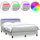  s oprugama i madracem LED svjetlosivi 160x220 cm baršunasti | shoptok.hr