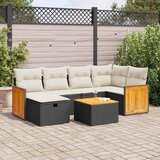 Maison Chic Seti vrtnega pohištva - Vrtna garnitura - Vrtni pohištvo set 7-delna z blazinami črn poli ratan, (21803613) | Shoptok.si