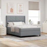 Box Spring Krevet s Madracem i LED Svjetlom Svjetlosiva 160x200 cm Tkanina | shoptok.hr
