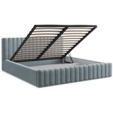 Makamii Svijetlo plavi tapecirani bračni krevet s prostorom za odlaganje s podnicom 160x200 cm Lemi – | shoptok.hr