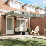 vidaXL samodejna retraktibilna tenda zelena in bela 400x300 cm, zamenjava tkanine za tendo za okvir 4x3 m zelena in bela | Shoptok.si
