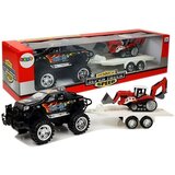  Set vozila Monster Truck s bagerom na prikolici, crno-crveni | shoptok.hr