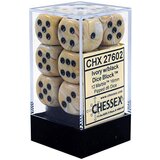 Chessex kockice - marble - ivory & black - dice block 16mm (12) | ePonuda.com