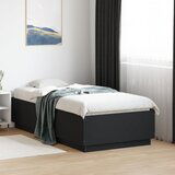 Maison Chic Posteljni okvir - Enojna postelja - Postelja za odrasle z LED lučkami črn 75x190 cm inženirski les, (21696146) | Shoptok.si