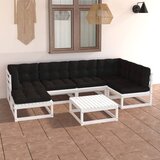 The Living Store Vrtna sedežna garnitura 7-delna z blazinami trdna borovina - Vrtna Sedežna Garnitura, (21423828) | Shoptok.si