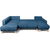 Bonami Selection Modra raztegljiva kotna sedežna garnitura iz rebrastega žameta (levi kot/v obliki črke "U") Tori – | Shoptok.si