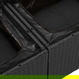 vidaXL 7-delni vrtni sofa set z blazinami črna poli ratan akacija | Shoptok.si