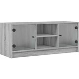 vidaXL TV omarica s steklenimi vrati siva sonoma 102x37x42 cm | Shoptok.si