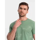 Ombre Men's full-print t-shirt with scattered letters - green
