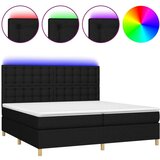  Krevet box spring s madracem LED crni 200x200 cm od tkanine | shoptok.hr
