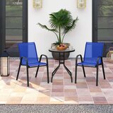 Namještaj 3-dijelni set balkonskog a, bistro stol s 2 složive stolice, bistro set, balkonski set, vrtni set, plava | shoptok.hr