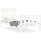 The Living Store Posteljni okvir z vzglavjem bel 90x200 cm trden les - Posteljni Okvir, (21527544) | Shoptok.si