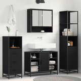 vidaXL Komplet pohištva za kopalnico s predalom 3 pcs Črna Orehovina | Shoptok.si