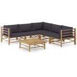 Maison Chic Seti vrtnega pohištva - Vrtna garnitura - Vrtni pohištvo set s temno sivimi blazinami 6-delna bambus, (21804670) | Shoptok.si