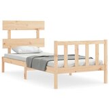 The Living Store Posteljni okvir z vzglavjem trden les - Posteljni Okvir, (21531300) | Shoptok.si