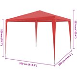 Šator za zabave Crvena 300 x 300 x 255 cm PE i čelik | shoptok.hr