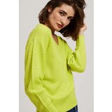 Marisse Lime V-Neck Sweater | shoptok.hr