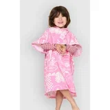 Mixed Snap Hooded Towel-Girl Surf poncho natural / pink