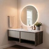 Skye_Decor Set kupatilskog ormarića sa umivaonikom i ogledalom, 2 dela, Braon Cene