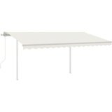 vidaXL Avtomatsko zložljiva tenda s stebrički 4x3 m krem | Shoptok.si