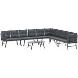  5-dijelni set vrtnih klupa s jastucima crni čelični | shoptok.hr