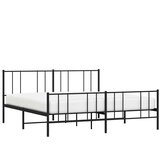  Metalni okvir kreveta uzglavlje i podnožje crni 193x203 cm | shoptok.hr