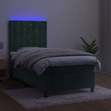 vidaXL Krevet box spring s madracem LED tamnozeleni 80 x 200 cm baršun | shoptok.hr