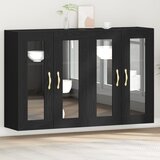 vidaXL Zidni kabinet Set od 2 Crni hrast Drvo, Staklo 139 x 34 x 90 cm | shoptok.hr