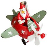  Novogodisnji ukras za jelku deda mraz u avionu EL crveni Cene