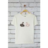 Trendyol Ecru Printed Fitted/Body Fitted Knitted T-Shirt | ePonuda.com