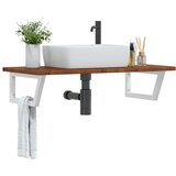 The Living Store Stenska polica za umivalnik jeklo in trdna hrastovina - Polica Za Umivalnik, (21486329) | Shoptok.si