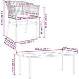  Vrtna garnitura - 6-dijelni vrtni blagovaonski set s jastucima crno Crna i tamno siva 200 x 100 x 74 cm 6 | shoptok.hr