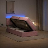  LED krevet za pohranu s madracem Ružičasta 100 x 200 cm Baršun | shoptok.hr