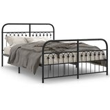 vidaXL Metalni okvir kreveta uzglavlje i podnožje crni 137x190 cm | shoptok.hr