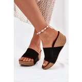 Zazoo Women Suede Sandals On Cork Wedge Black 40311 | shoptok.hr