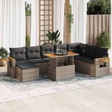  7-dijelni set vrtnih sofa poliratan i bagrem s jastucima sivi | shoptok.hr