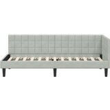 vidaXL Kotna postelja z vzglavjem Svetlo siva 80 x 200 cm Žamet | Shoptok.si