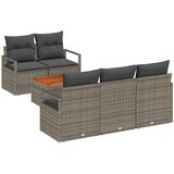 vidaXL 6-dijelni vrtni sofa set s jastucima siva Poli ratan Akacija, 2-sjedalna vrtna sofa s skladištem i jastucima siva Poli ratan Cijene