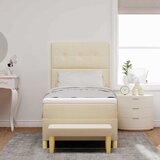  Krevet s opruga kutije s uzglavljem Krema 200 x 100 cm tkanina | shoptok.hr