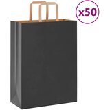 vidaXL Papirnate vrečke 50 kosov z ročaji črne barve 26x12x35 cm | Shoptok.si