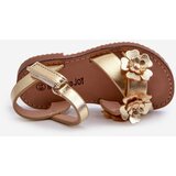 Boto Children's sandals adorned with flowers, fastened with velcro, golden Fagossa | ePonuda.com