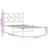  Metalni okvir za krevet s uzglavljem crni 107x203 cm | shoptok.hr